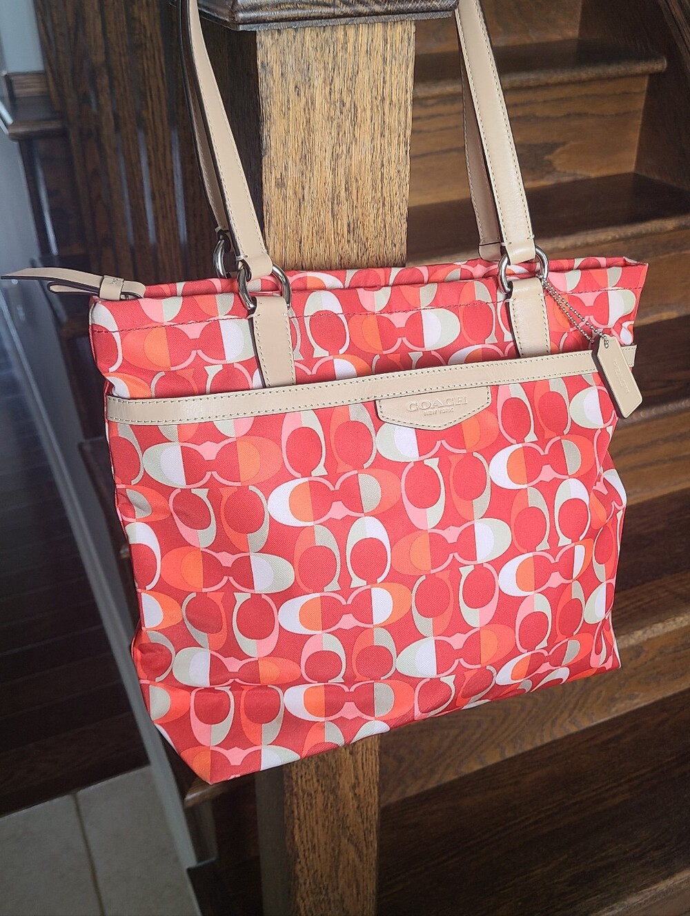 VINTAGE Coach Pink Coral Signature C Tote
